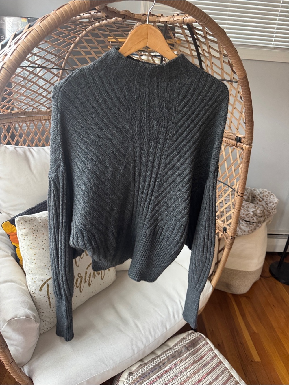 Prologue Charcoal Ribbed Mockneck Sweater